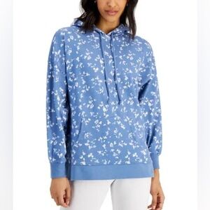 Style & Co. Women's Hoodie Blue Dots/Clouds Size S
